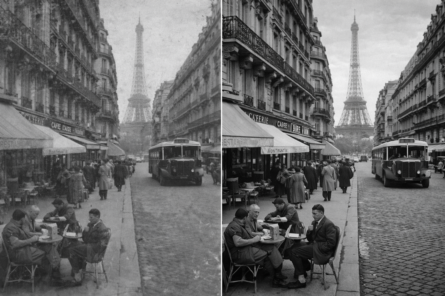 Faded family photo before restoration