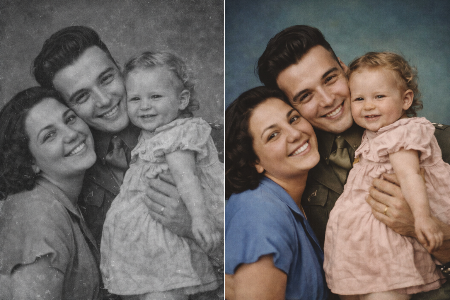 Scratched black and white portrait before restoration